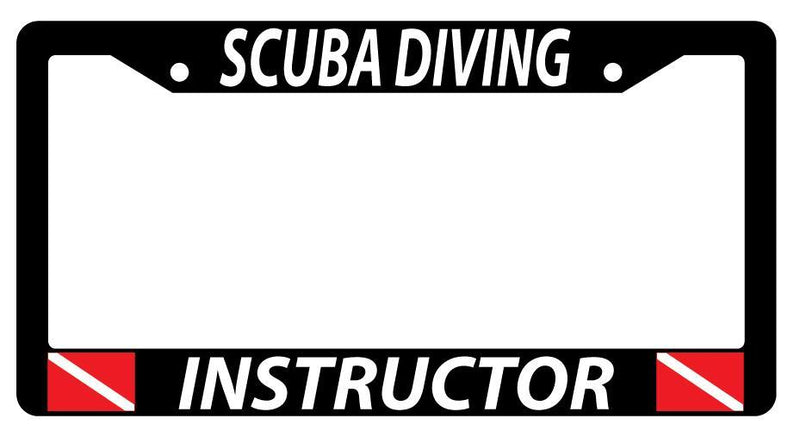 Black License Plate Frame SCUBA DIVING INSTRUCTOR w/FLAGS Auto Accessory  Mod-GRAPH9856236-1763