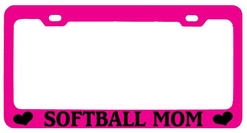 Pink METAL License Plate Frame SOFTBALL MOM w/HEARTS Auto Accessory  Mod-GRAPH9856236-8413