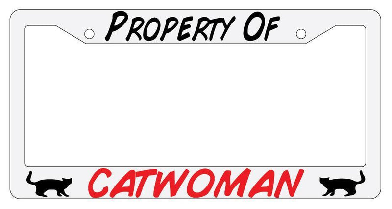 Property Of Catwoman White Plastic License Plate Frame  Mod-GRAPH9856236-289