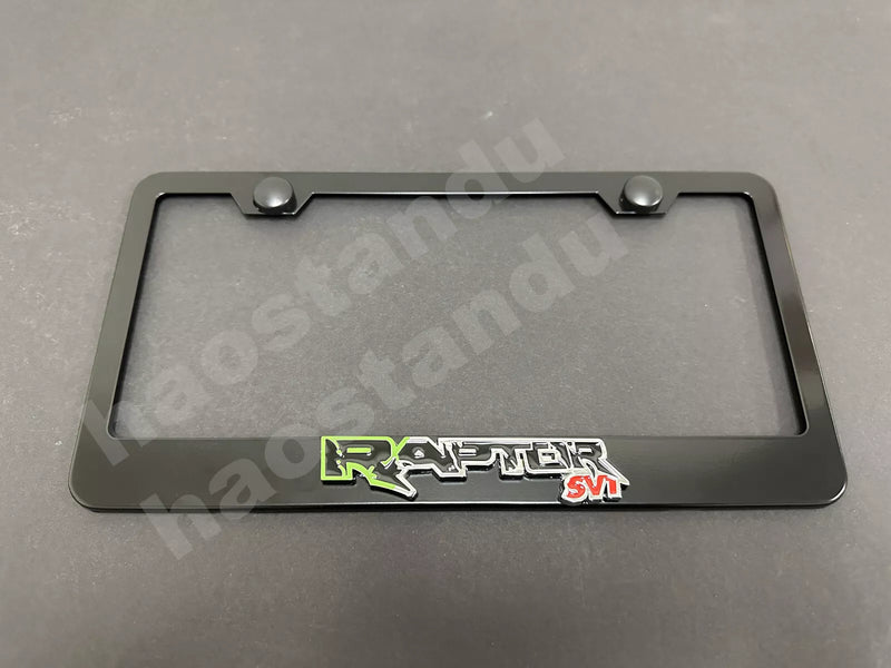 1x SVT Raptor 3D Emblem BLACK Stainless License Plate Frame Holder ForF150Bronco