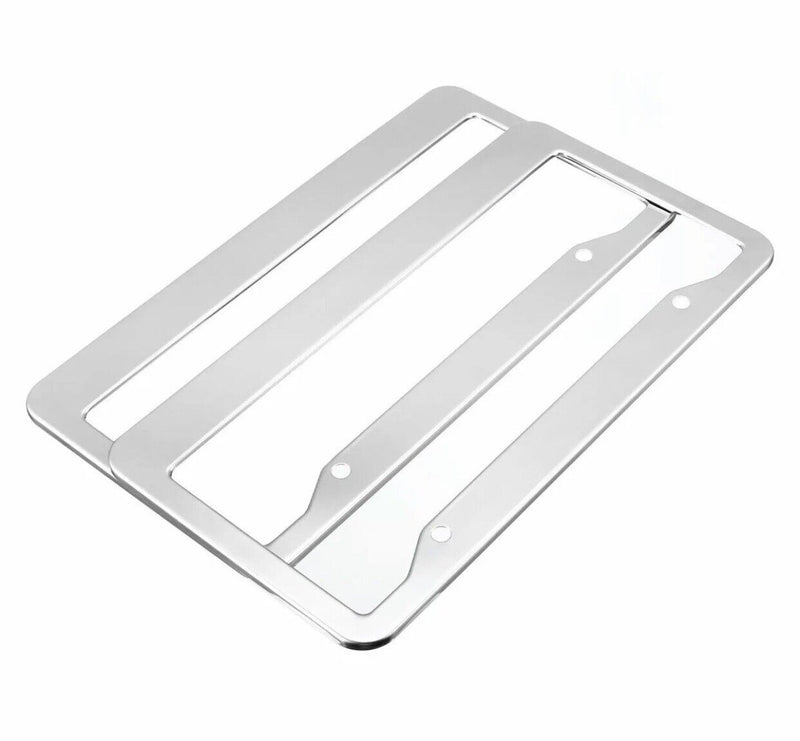 2PCS Chrome 304 Stainless Steel Metal License Plate Frame Cover Screw Caps