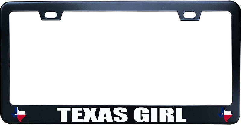 Texas Girl Texas Map Black Stainless Steel License Plate Frame