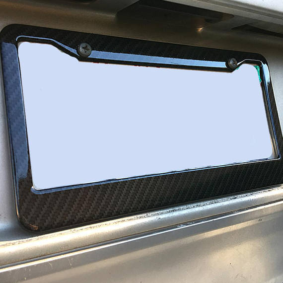 2x Universal Carbon Fiber Style License Plate Frames for Front & Rear