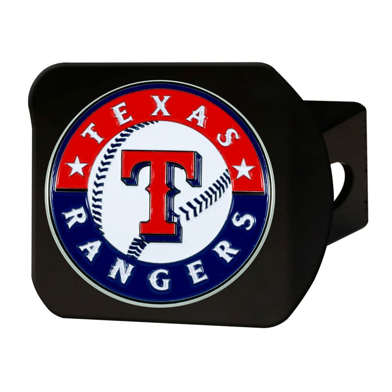 MLB Texas Rangers 3D Color on Black Metal Hitch Cover
