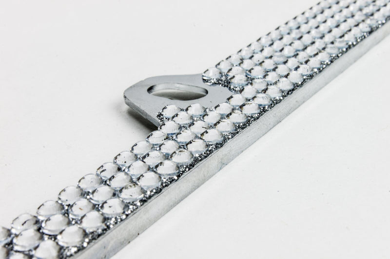 7 Rows White Bling Crystal Rhineston METAL License Plate Frame+Bling Caps