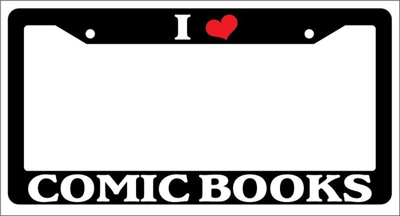 Black License Plate Frame "I Heart Comic Books" Auto Accessory Novelty  Mod-GRAPH9856236-2913