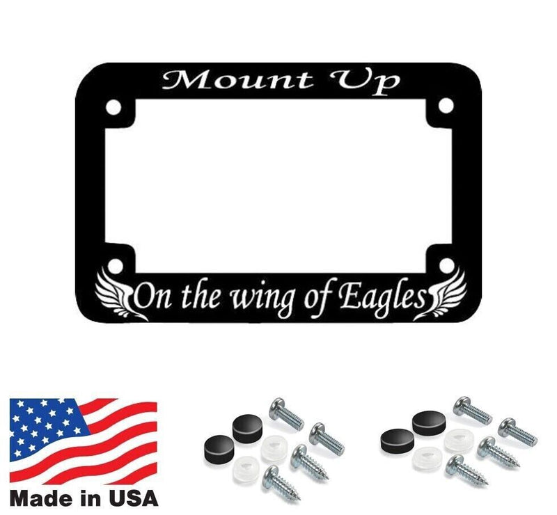 MOTORCYCLE Mount Up on the Wing of Eagles Christian License Plate Frame