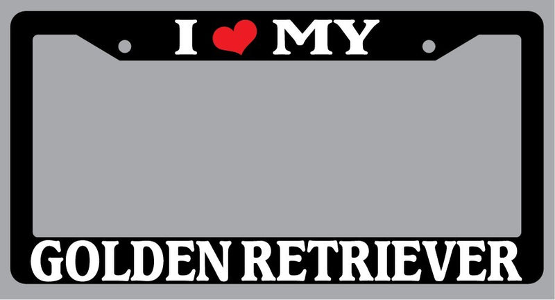 Black License Plate Frame I Heart My Golden Retriever Auto Accessory 409  Mod-GRAPH9856236-1532