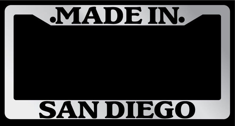 Chrome License Plate Frame "Made in San Diego" Auto Accessory Novelty  Mod-GRAPH9856236-6502