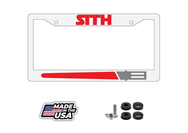 Sith RED White Plastic License Plate Frame SW