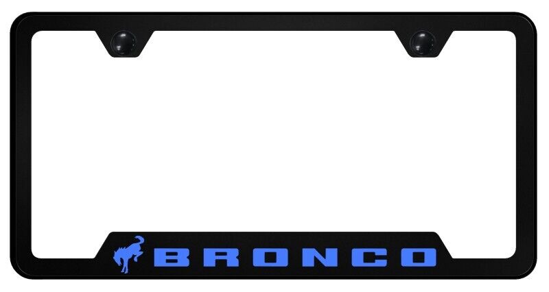 Ford Bronco Universal Unbreakable Black License Plate Frame - Blue Logo