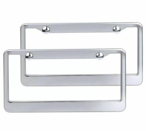 2PCS Chrome 304 Stainless Steel/Plastic License Plate Frame Cover Screw Caps