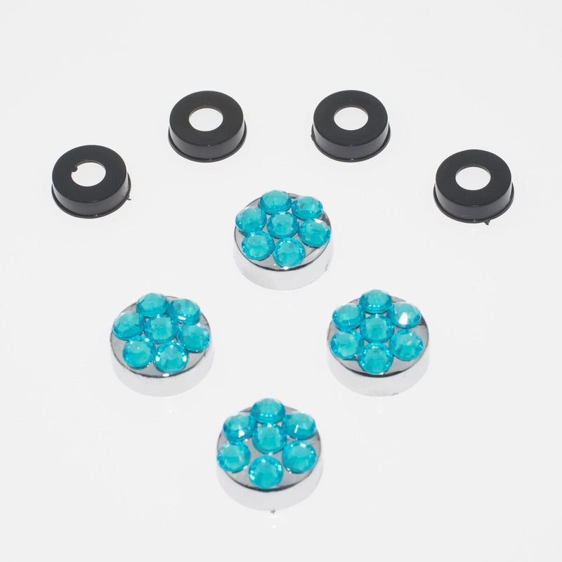Blue Crystal Rhinestone Screw Caps for Bling Sparkle License Plate Frame