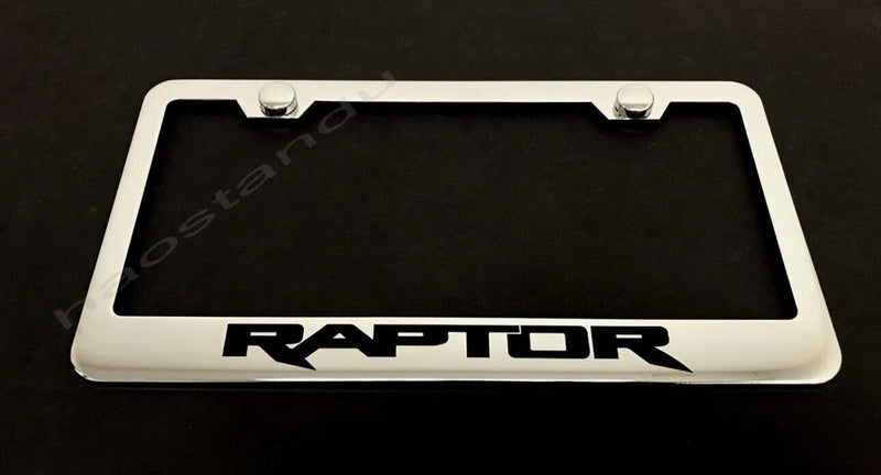 1x Raptor LOGO STAINLESS STEEL LICENSE PLATE FRAME + Screw Caps