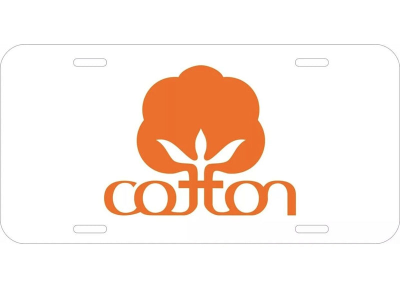 Cotton farmer novelty cars trucks white aluminum metal license plate logo orange