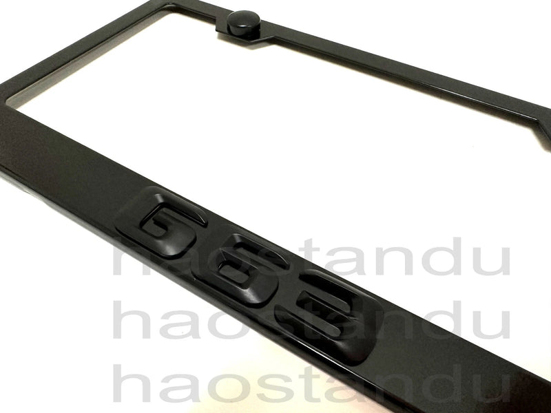 1x Black "G63" 3D Emblem BLACK Stainless License Plate Frame RUST FREE