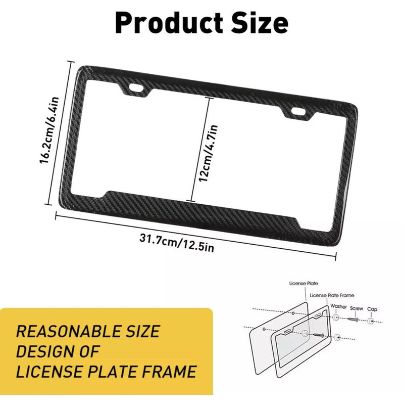 REAL 100% CARBON FIBER LICENSE Plate Frame COVER ORIGINAL 3K TWILL JDM /FF F