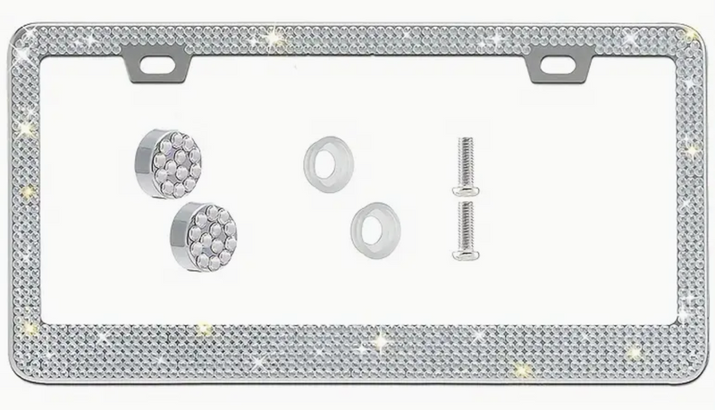 Unbreakable Bling License Plate Frame Glitter Crystal Sparkling Rhinestone Tag