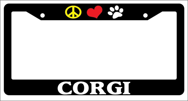Black License Plate Frame Peace Love Paw Corgi Auto Accessory Novelty 359  Mod-GRAPH9856236-1072