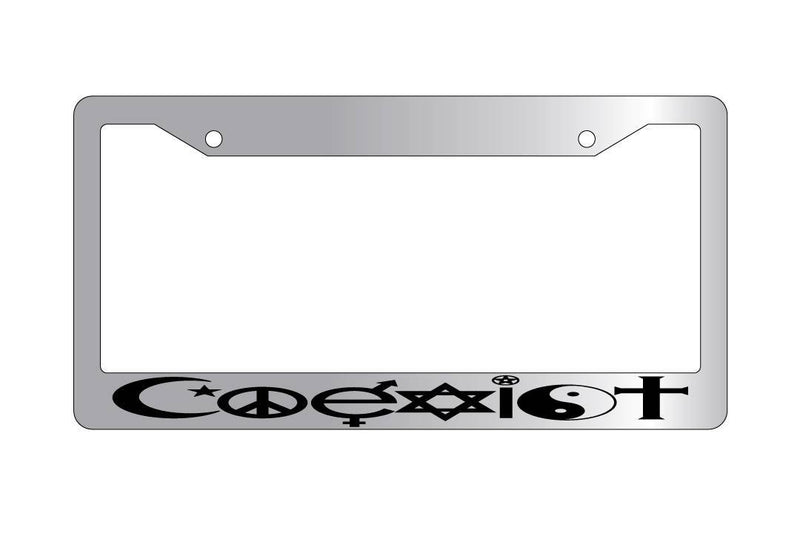 Chrome License Plate Frame COEXIST SYMBOLS Auto Accessory 677  Mod-GRAPH9856236-5227