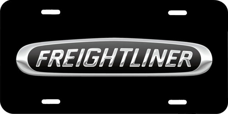 FREIGHTLINER LOGO BLACK BACKGROUND VEHICLE LICENSE PLATE TRUCK SEMI FRONT TAG