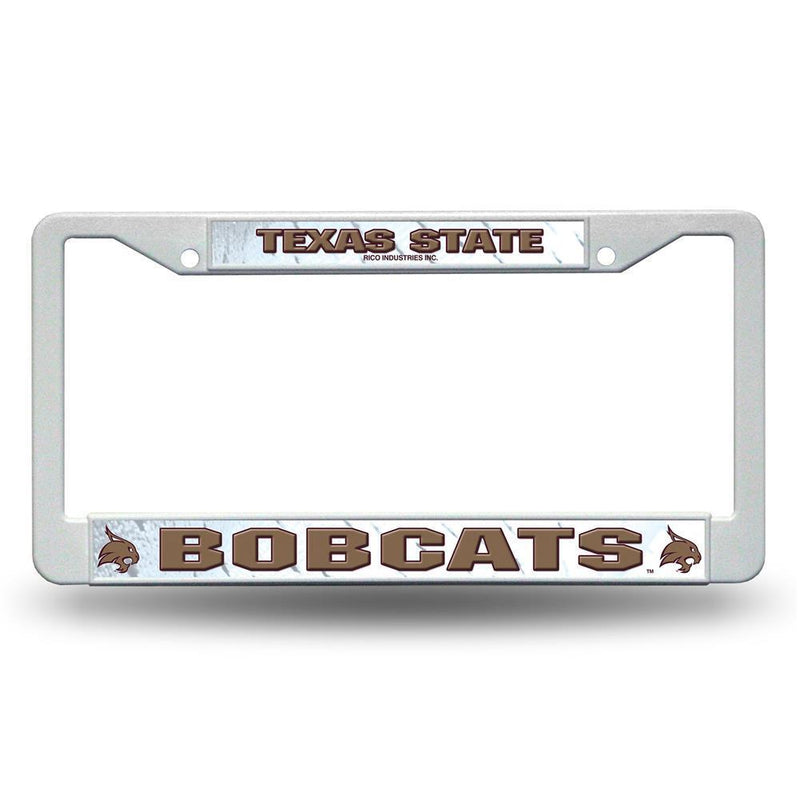 NCAA Texas State Bobcats White Plastic License Plate Frame