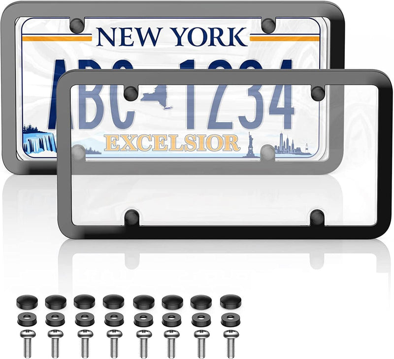 Unbreakable Clear License Plate Bubble Covers Frame Shield Combo - Pair