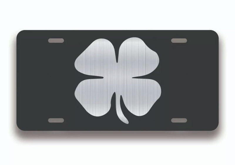 Four Leaf Clover License Plate Tag Vanity Front Aluminum 6 Inches By 12 Inches