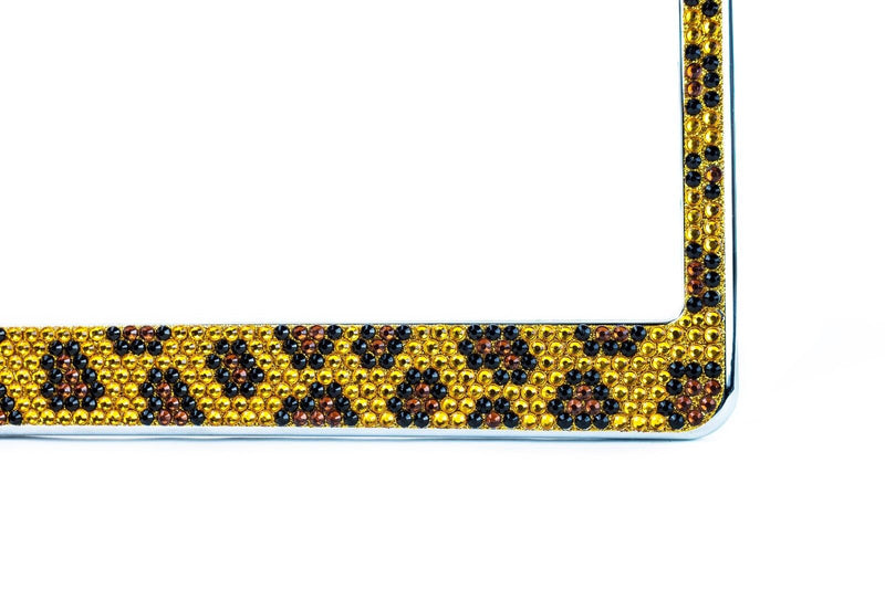 Bling Brown Leopard Diamond License Plate Frame