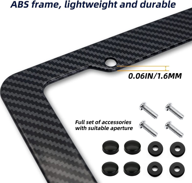 2 Carbon Fiber Look License Plate Frame including Mounting Hardware