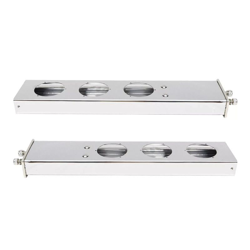 1 Pair Stainless Steel Mud Flap Hangers with Light Cut Out 2.5" Mounting Chrome