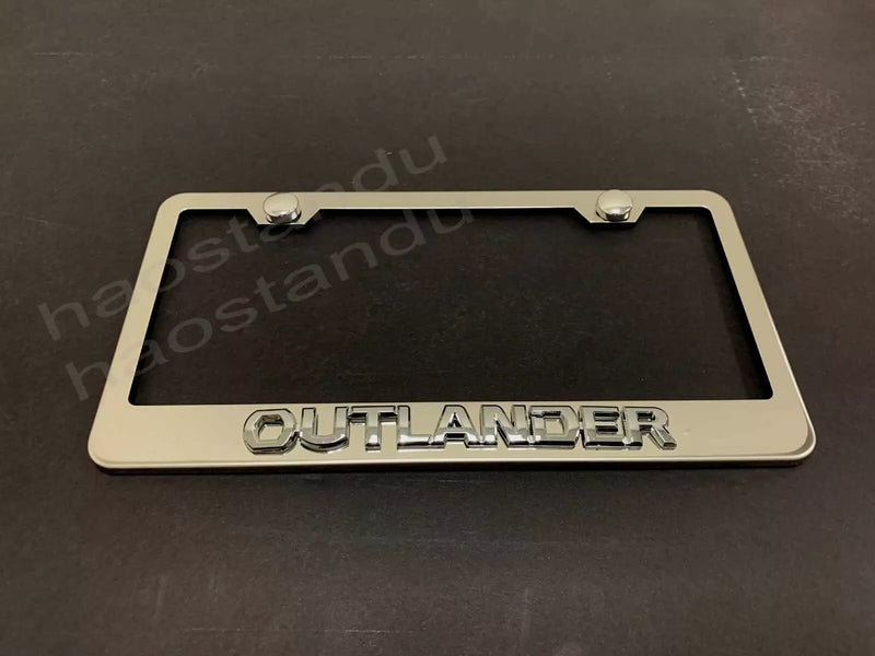 1x OUTLANDER 3D Emblem STAINLESS STEEL License Plate Frame RUST FREE + Screw Cap