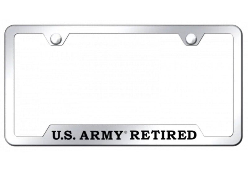 U.S. Army Retired Mirrored Chrome Notched License Plate Frame Official Licensed