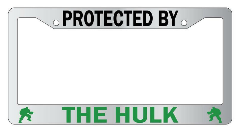 Protected By The For Hulk Chrome License Plate Frame Auto For Marvel  Mod-GRAPH9856236-7093
