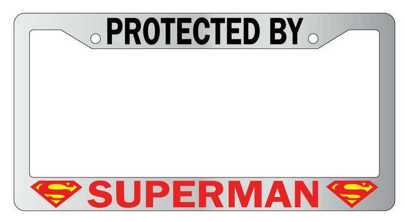 Protected By For Superman Chrome License Plate Frame Auto DC  Mod-GRAPH9856236-5254