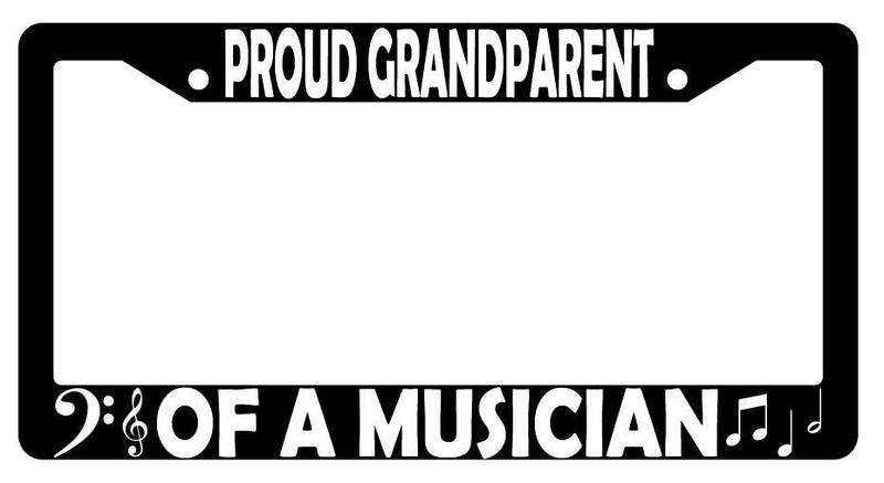 Proud Grandparent Of A Musician Black Plastic License Plate Frame  Mod-GRAPH9856236-3110