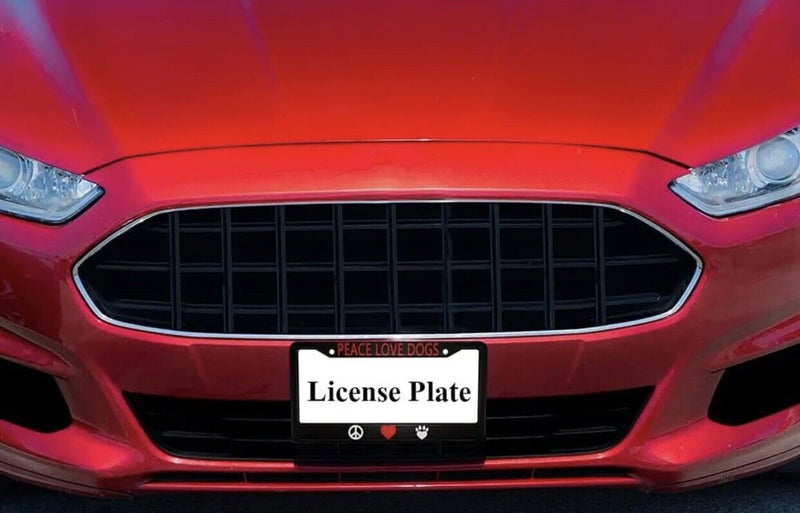 Peace Love Dogs Black License Plate Frame