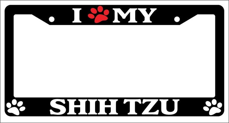 Black License Plate Frame I Heart My Shih Tzu (Paw) Auto Accessory 566  Mod-GRAPH9856236-1183