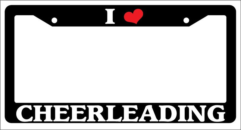 Black License Plate Frame "I Heart Cheerleading" Auto Accessory Novelty  Mod-GRAPH9856236-2555