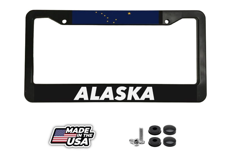 ALASKA ALASKAN Flag USA AK Anchorage Fairbanks Black License Plate Frame NEW