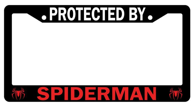 Protected By For Spiderman Black Plastic License Plate Frame For Marvel  Mod-GRAPH9856236-1815