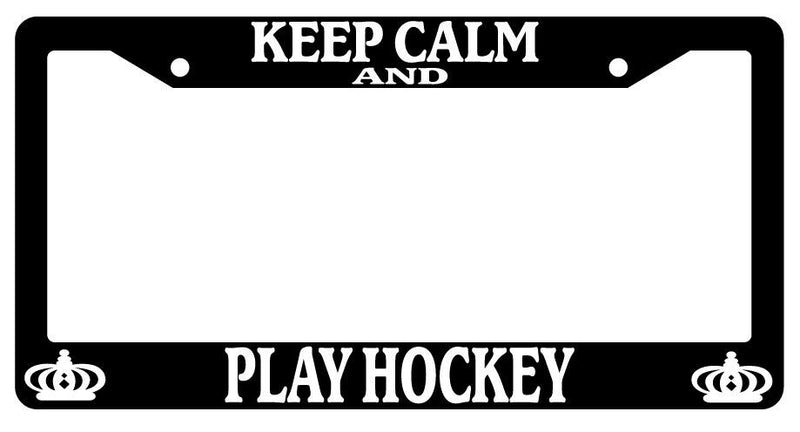 Black License Plate Frame Keep Calm And Play Hockey Auto Accessory Novelty  Mod-GRAPH9856236-2928