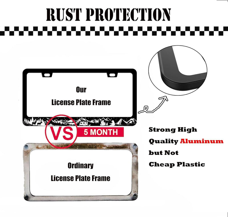 Camping License Plate Frame Mountains - Adventure Metal License Plate Frame