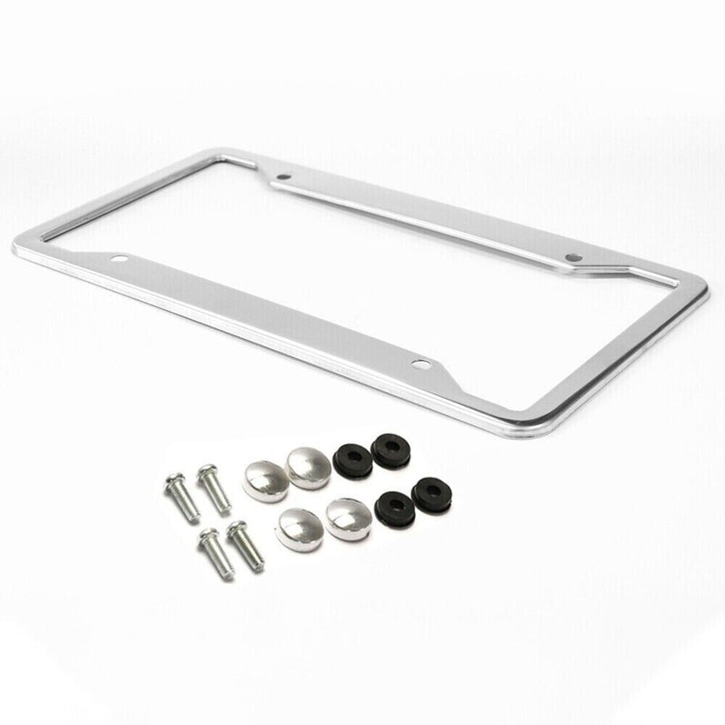 Metal License Plate Frame Cover Screw Caps Chrome 304 Stainless Steel
