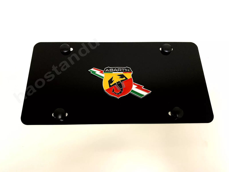 1x 3D "ABARTH emblem" Aluminum BLACK Color Front Plate RUST FREE