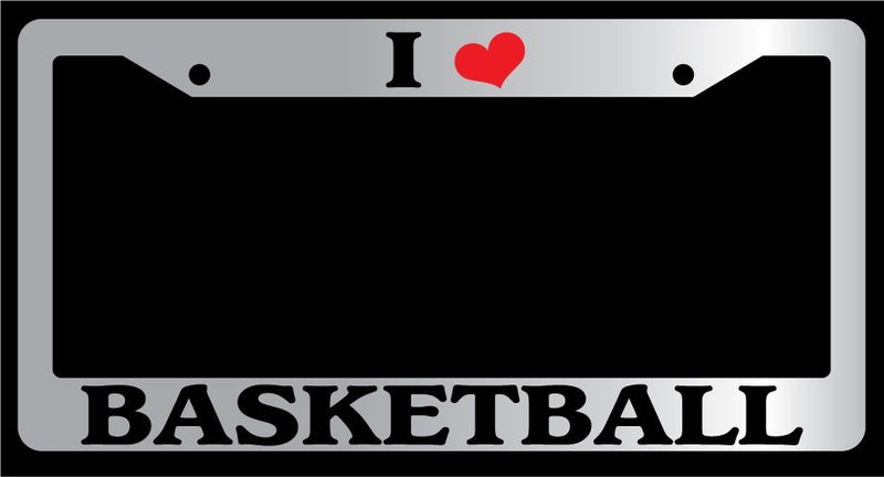Chrome License Plate Frame "I Heart Basketball" Auto Accessory Novelty  Mod-GRAPH9856236-6099