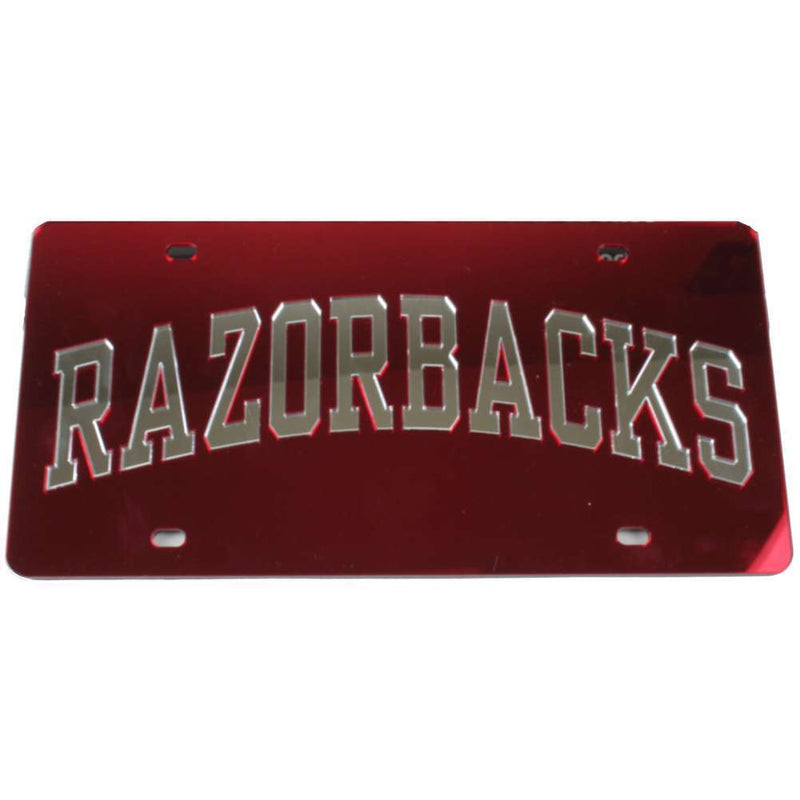 NCAA Arkansas Razorbacks Inlaid Acrylic License Plate - Red - Razorbacks