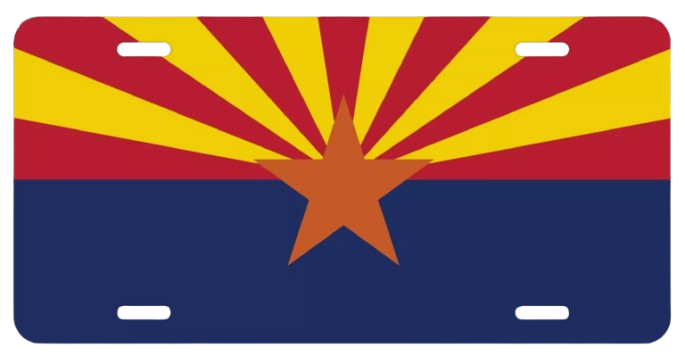 ARIZONA STATE FLAG LICENSE PLATE TAG VANITY FRONT ALUMINUM 6 INCHES BY 12 INCHES