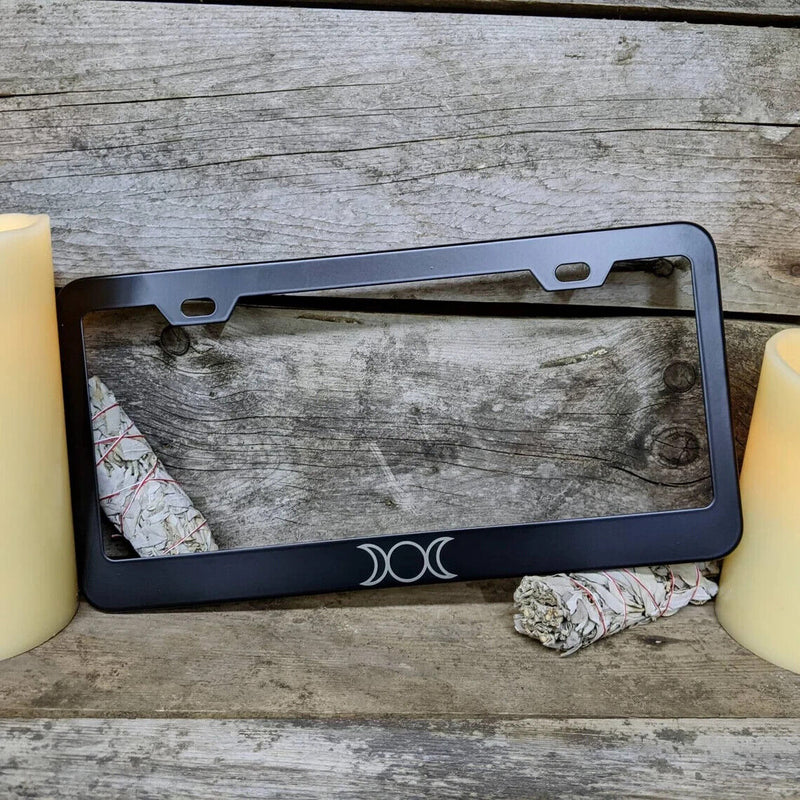 Triple Moon - Plain - Triple Goddess Laser Etched METAL License Plate Frame