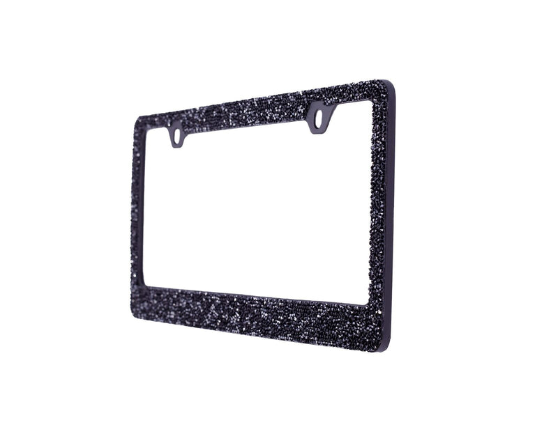 Rocking Bling Crystal Diamond Rhinestone License Plate Frame Black
